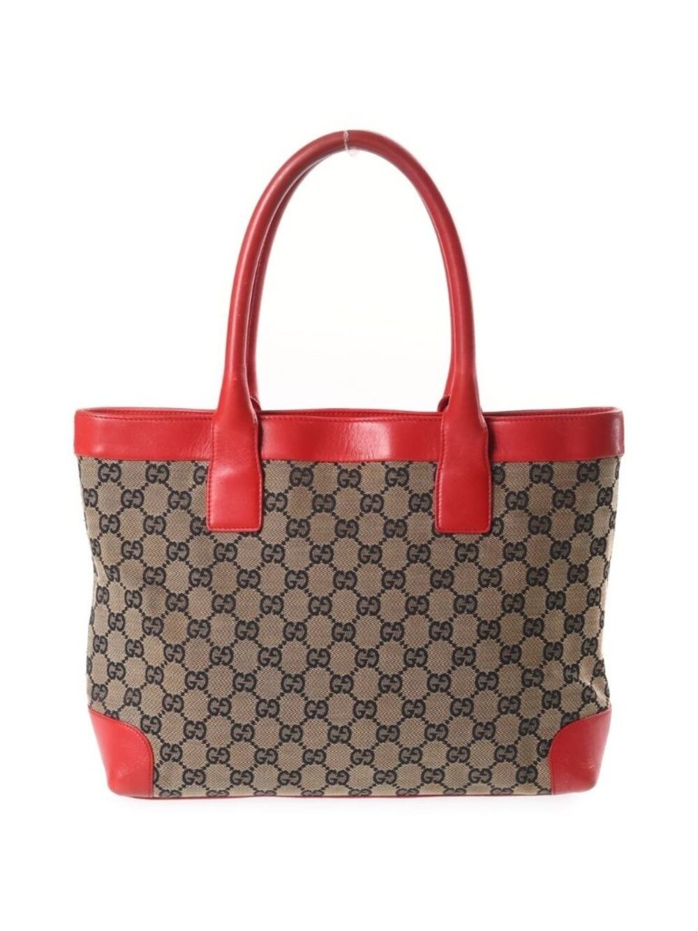 Gucci GG Canvas Tote Bag Red Beige